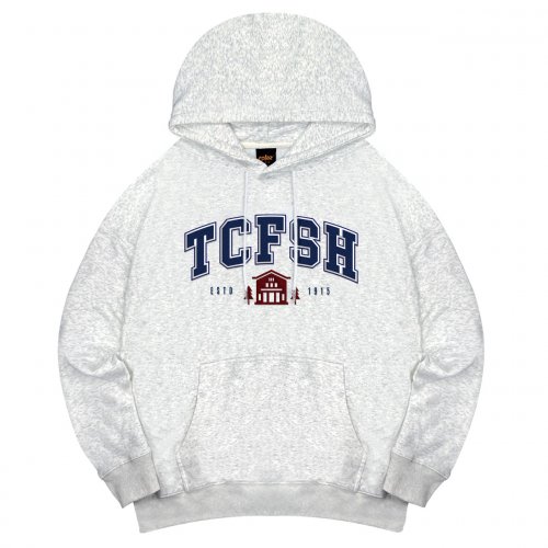 TCFSH立體毛巾繡校史館落肩帽T_麻花白