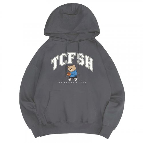 【預購至12/10,1/19陸續出貨】TCFSH立體毛巾繡小熊款落肩帽T_深灰 【預購至12/10,1/19陸續出貨】TCFSH立體毛巾繡小熊款落肩帽T_深灰